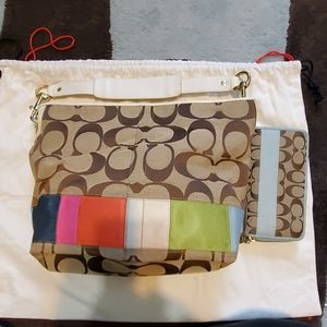 Coach Sig multi stripe tote 10858